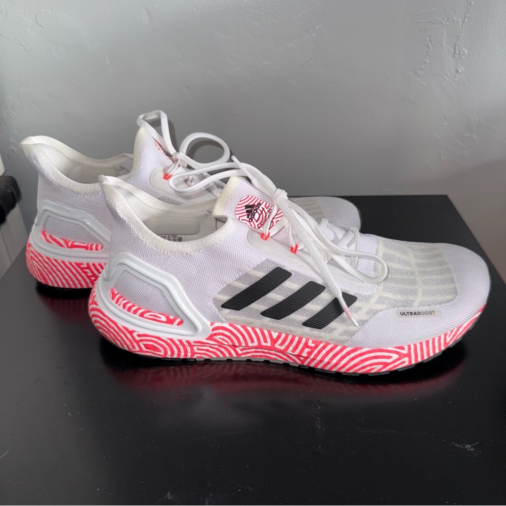 Adidas Ultraboost White with Red and Black Accents